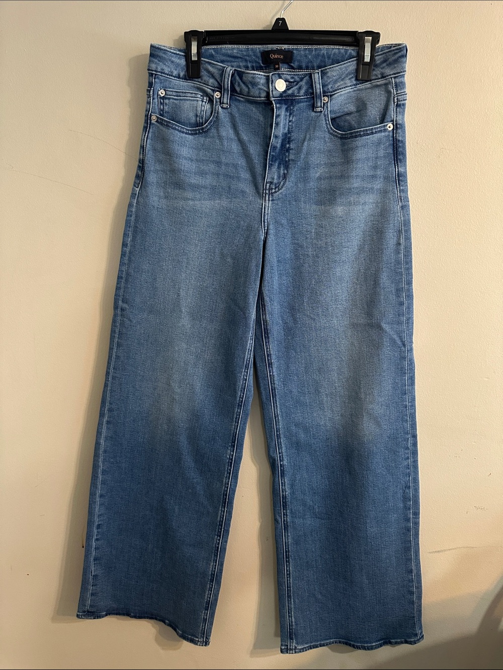 Quince Wide-Leg High-Rise Jeans in Medium Blue